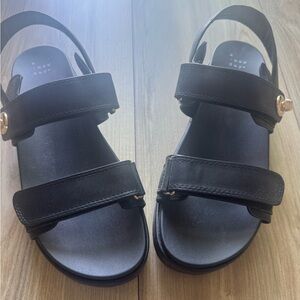 Black Women's Two-Strap Comfort Sandals